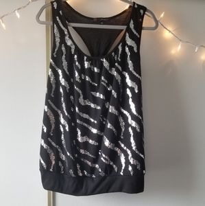 Black and Silver Sequined Tank